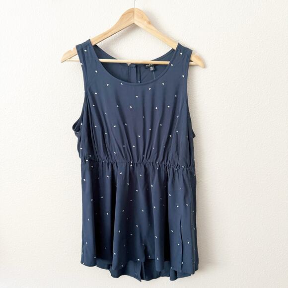 TORRID | Navy Blue Challis Babydoll Tank Metallic Hearts Peplum | Size 00, M/L - Picture 2 of 11